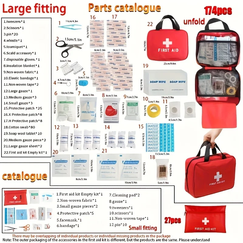 Kit de primeros auxilios de lujo, Kit de primeros auxilios para exteriores, Kit de emergencia esencial para acampada, senderismo y viaje, 245 piezas