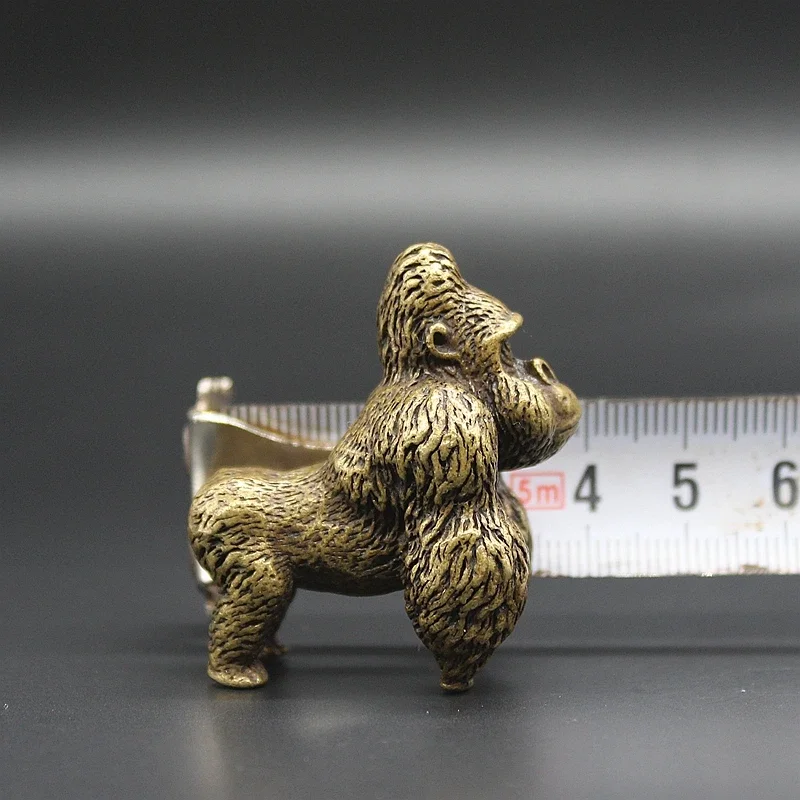 1 Stück Antik-Stil Messing Goldener Affe Tee Tisch Tee Haustier Büro Desktop Tier Dekorative Figur Guss Bronze Ornament – Detail 8