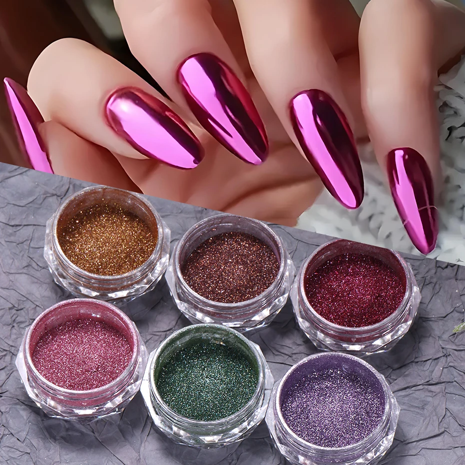 

Dark Color Metallic Chrome Nails Glitter Powder Y2K Magic Mirror Chrome Rubbing Dust Matte Style Winter Pigment Manicure Decor
