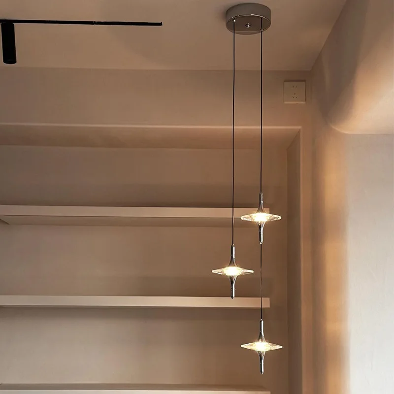 French Affordable Luxury Style Star Crystal Glass Bedside Ceiling Lamp Fancy Modern LED Chandelier Pendant Light for Villa Hotel