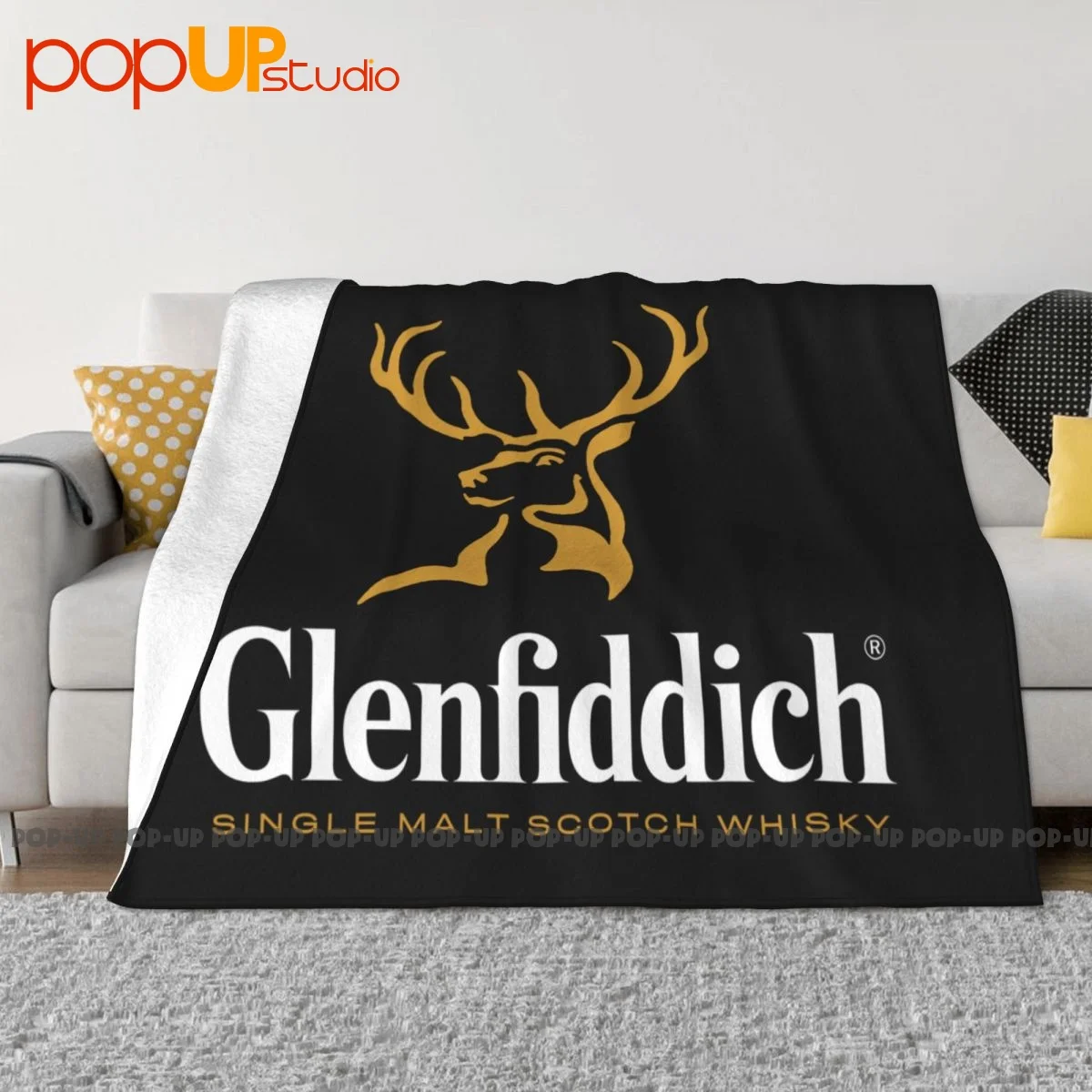 Glenfiddich Single Malt 1887 Scotch Whisky Alcohol Blanket Warmth Flannel Anti-Pilling Couch Blanket Machine Washable