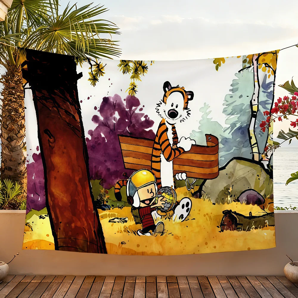 Book C-Calvin and H-Hobbes-S flag For Garden Party Living Room Home Wall Decor Banner Bedroom Outdoor Tapestry