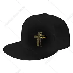 Christian Christ Jesus Cross Snapback Hat for Men Women Classic Flat Bill Baseball Cap Adjustable Trucker Hat Funny Print
