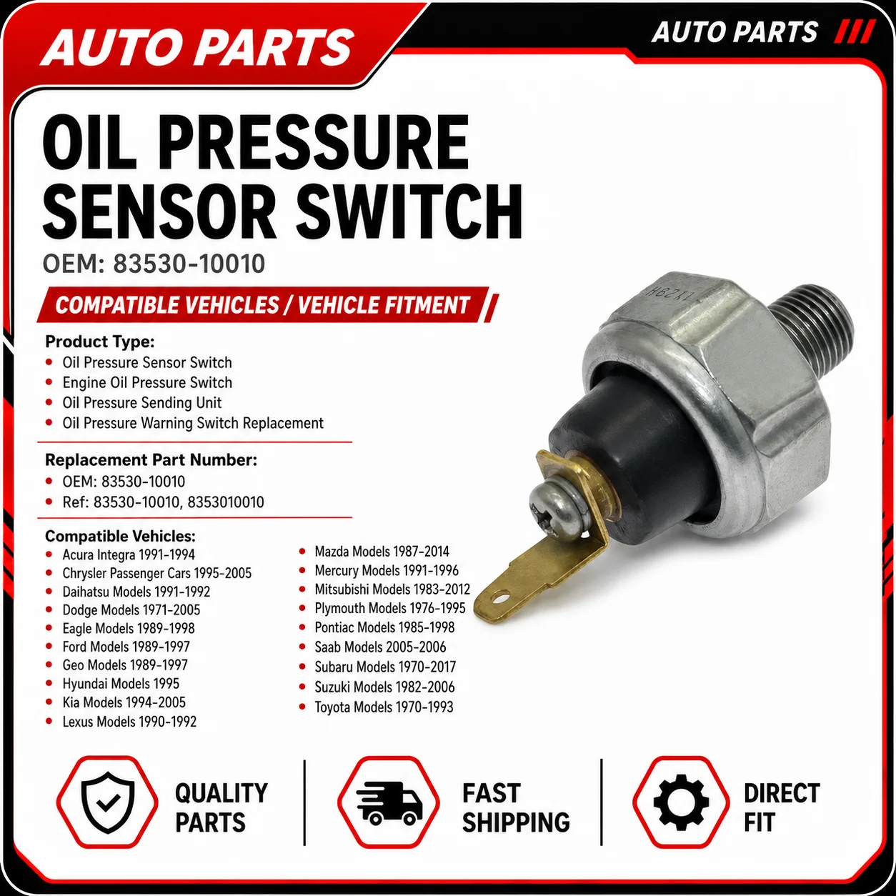 83530-10010 Oil Pressure Sensor Switch Engine Oil Pressure Sending Unit For Toyota Hyundai Kia Subaru Mazda Mitsubishi