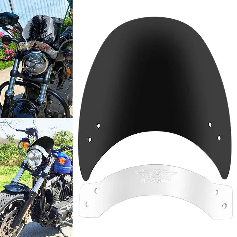 

Black Motorcycle Front Headlight Fairing Windshield Windscreen Wind Deflector Covers For Harley Sportster XL 883 1200 2004-2025