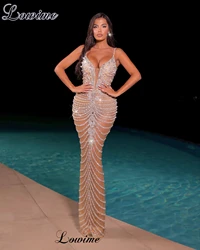 2024 Luxury Heavy Handmade Cocktail Dresses Mermaid Crystals Prom Dresses Sexy Spaghetti Evening Gowns Vestidos De Cóctel