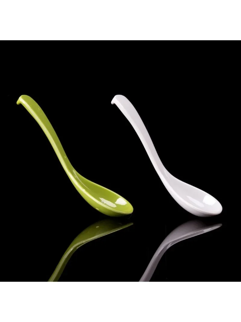 A5 Melamine fast food spoon imitation porcelain plastic soup spoon Powder hook spoon Chinese anti-drop  soup