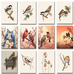 Vintage Goldfinch Landscape Bird Flower Wall Art Canvas Painting Nordic Posters Prints Wall Pictures for Living Room Decor