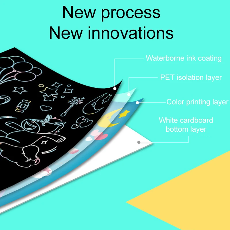 Arco-íris cor scratch arte pintura cartão de papel kit dos desenhos animados magia prancheta crianças diy brinquedos educativos brinquedo natal tmz