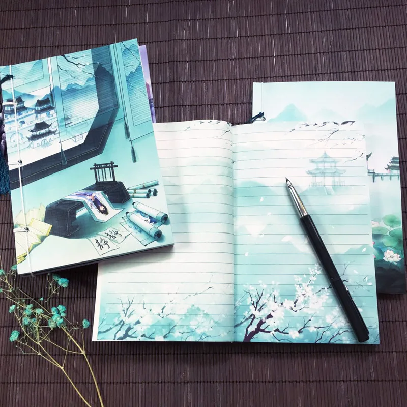 Tassel Vintage Kraft Blank Paper Notebook Diary Planner Chinese Style Notepad for Calligraphy Stationery Promotion Gift
