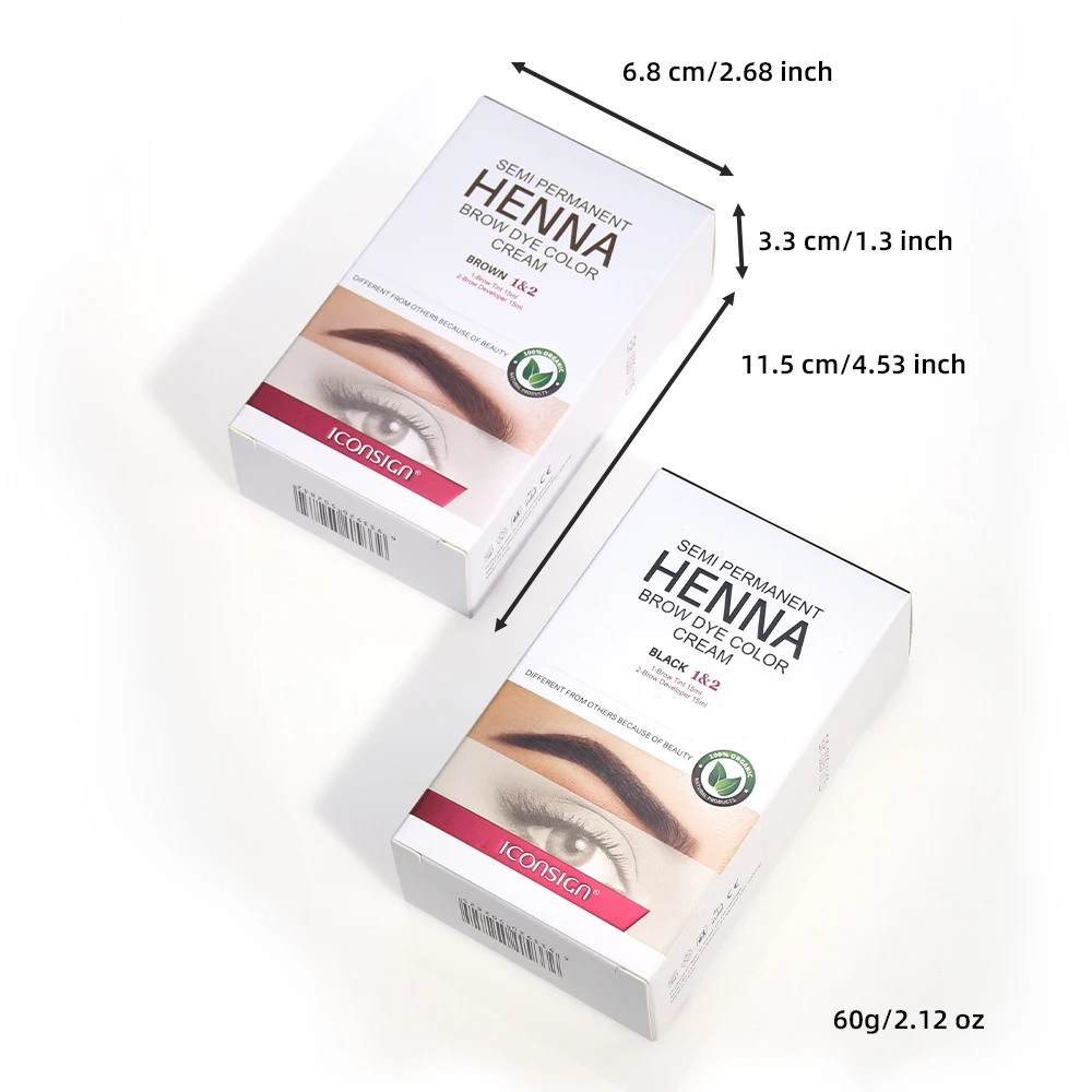 Henna Eyelash Brow Dye Tint Professional Lash Eyebrow Dye Tint 15-Minute Fast Drying Cream Brow Semi Permanent Eyebrows Makeup