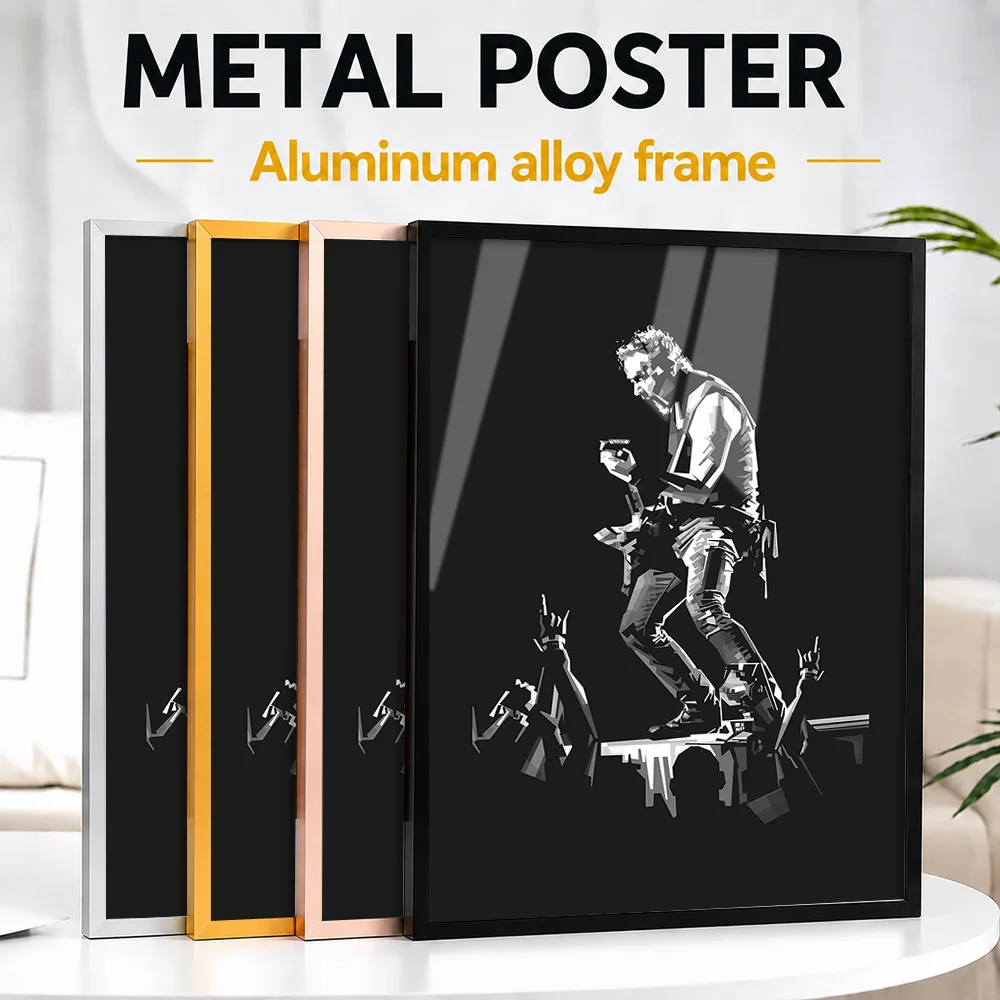 Bruce Springsteen Grayscale Concert Portrait Framed Metal Print Personalized Songwriter Legacy Wall Art Ideal For Music Room