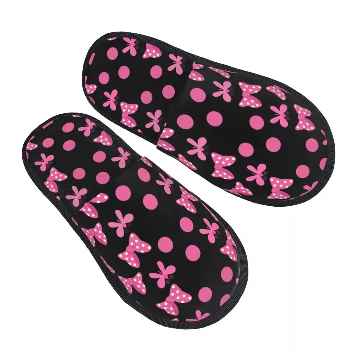 Custom Minnie Mouse Polkadot Anime Guest Slippers for Bedroom Women Cartoon House Slipper