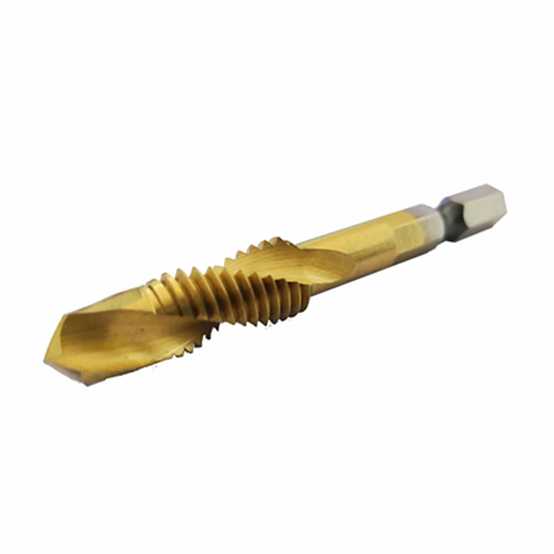 

Hex Shank Titanium Plated Screw Thread Tap Drill Bits Screw Machine Compound Tap M3-M10 Hand Drill, Bench Drill Available