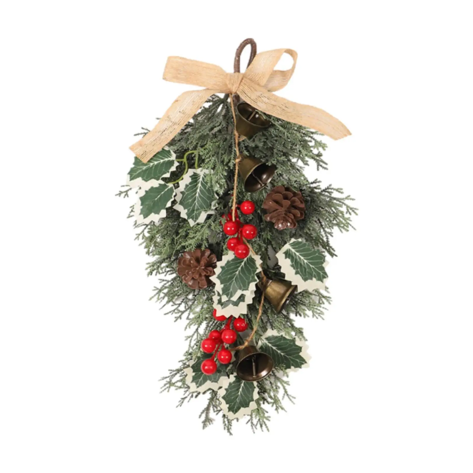 Christmas Teardrop Wreath Teardrop Swag Hanger Artificial Wreath for Decorating