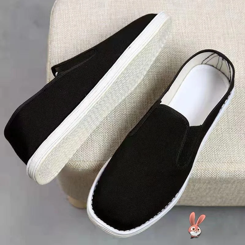 Handmade Beijing Men's Slip-On Cotton Shoes Breathable Anti-Odor Multi-Layered Sole Casual Footwear round Toe Pure Color