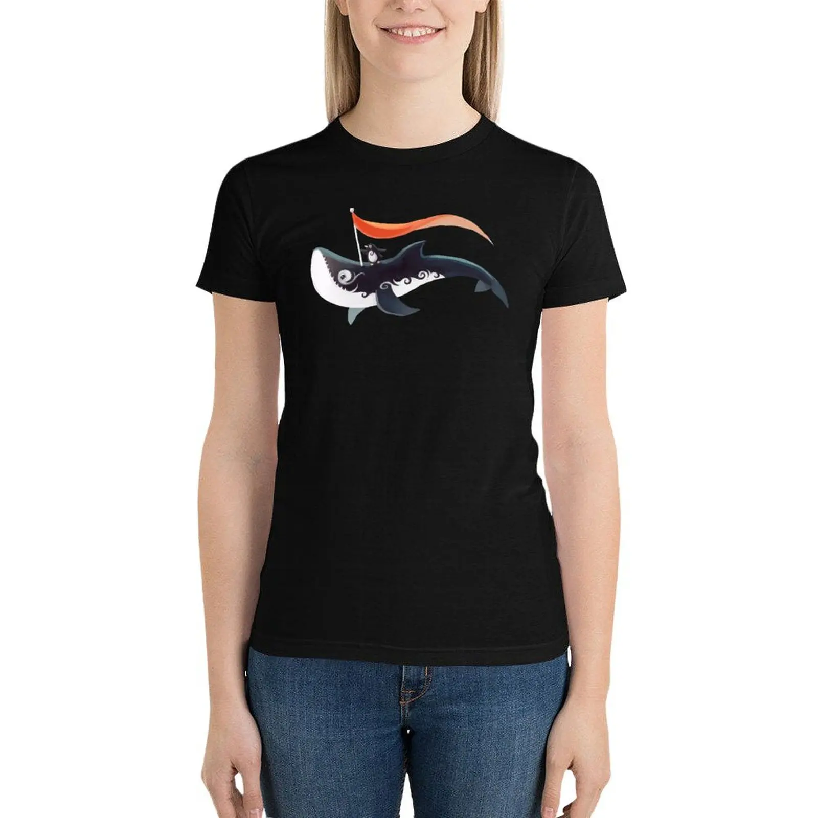 Camiseta del abuelo Orca para mujer, ropa kawaii, tops bonitos, camisetas, vestido de talla grande, sexy