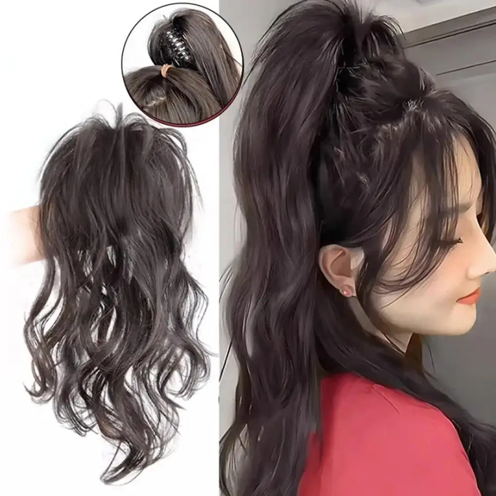 Women\'s Ponytail Wig 35cm Long Wave Claw Clip Hair Extension With Heat-resistant Fiber Ponytail Wig Patch