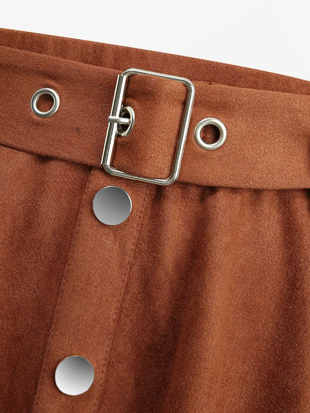 تنورة ROSEGAL مقاس كبير غير متماثلة مع أزرار حزام قابلة للإزالة منديل من جلد الغزال تنانير نسائية غير رسمية على الموضة