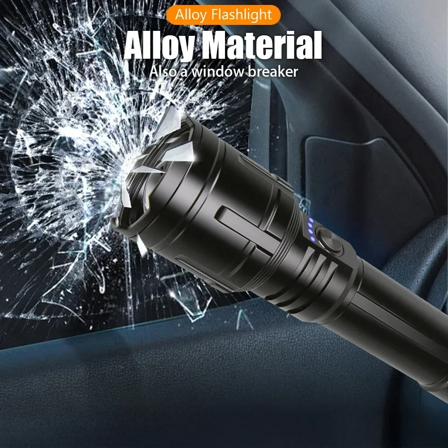 Nueva linterna de 3000 LM, linternas recargables con Zoom para exteriores, aleación totalmente de aluminio, puede iluminar la llama, antorcha de súper alta potencia