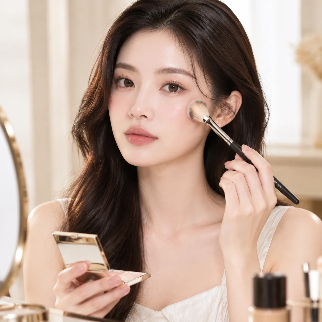 Fan-shaped Bronzer Contour Cosmetic V Face Maquillaje Loose Powder Brush Makeup Brush Blush Brush Highlighter Brush