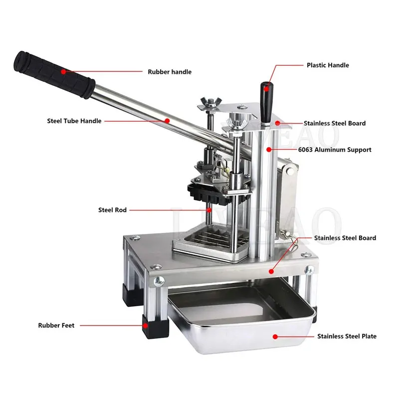 ماكينة تقطيع البطاطس المقلية المقاومة للصدأ لأدوات المطبخ اليدوية مثالية للبطاطس المقلية والخيار والخضروات والجزر