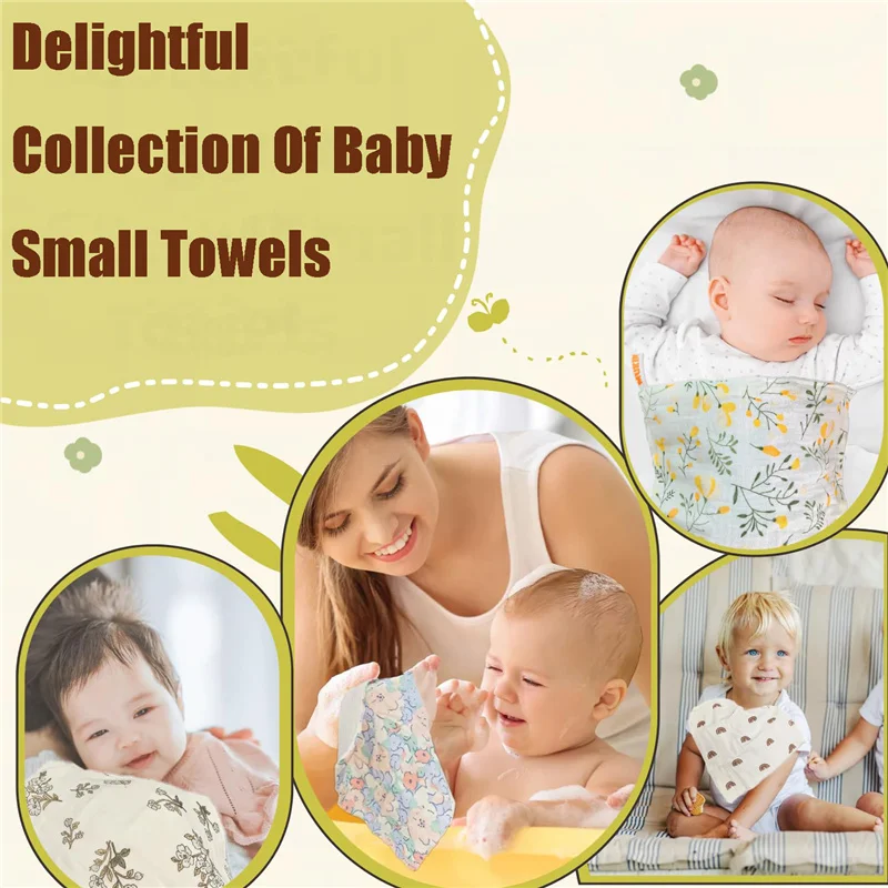 3 Pack Muslin Cotton Baby Washcloth 4 Layers Infant Hand Face Towels Soft Absorbent Square Gauze Handkerchief For Toddlers