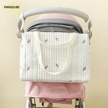 PANGDUBE 36*12*24cm bolsa de pañales para bebés bolso de hombro para mamá bolso de mamá acolchado bordado para cochecito bolsos para cosas de bebé