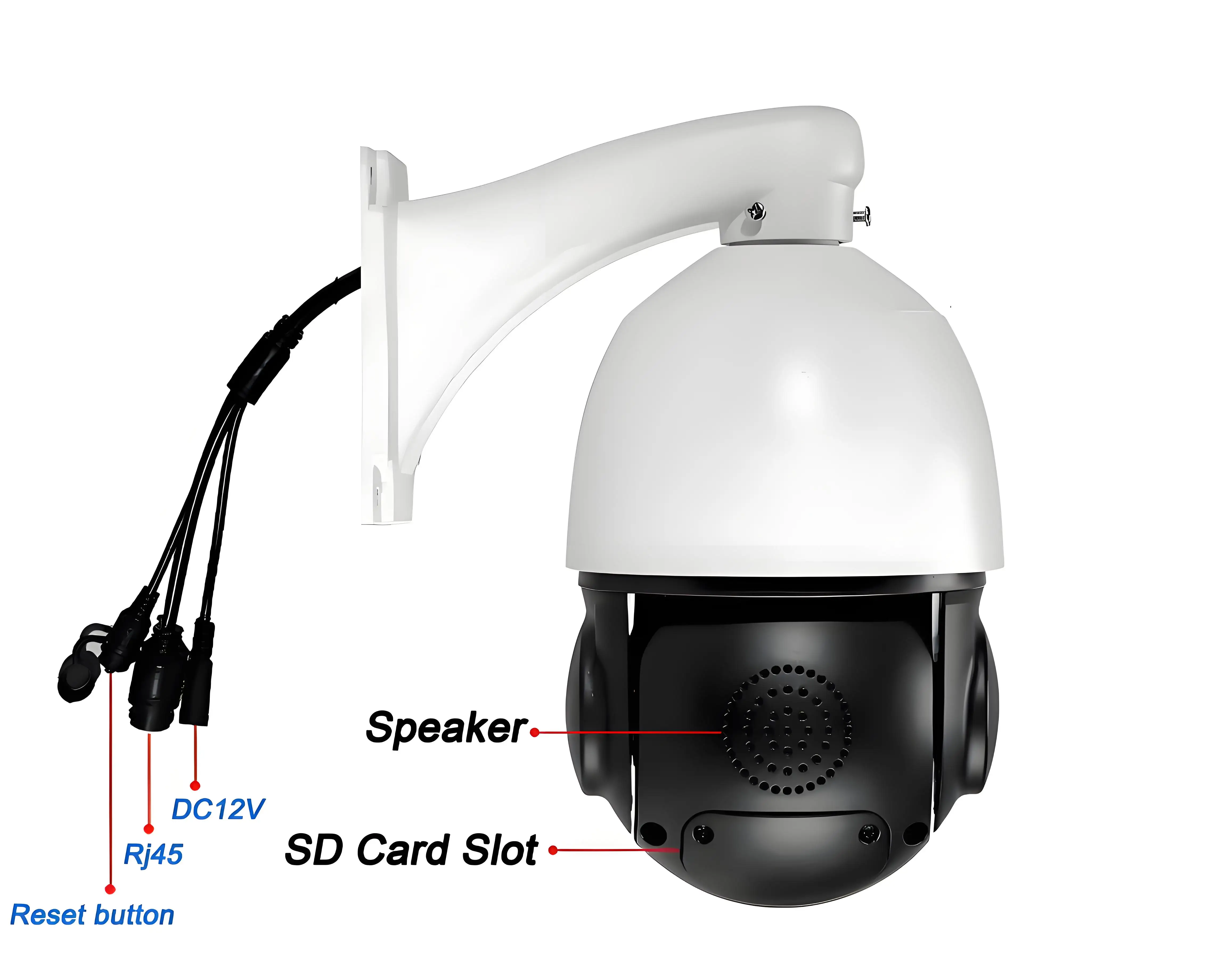 Metal Full Color Laser Infrared Auto Tracking Cruise 8MP 4K 30fps 90X Optical Zoom 360° Audio Onvif POE Speed Dome PTZ IP Camera