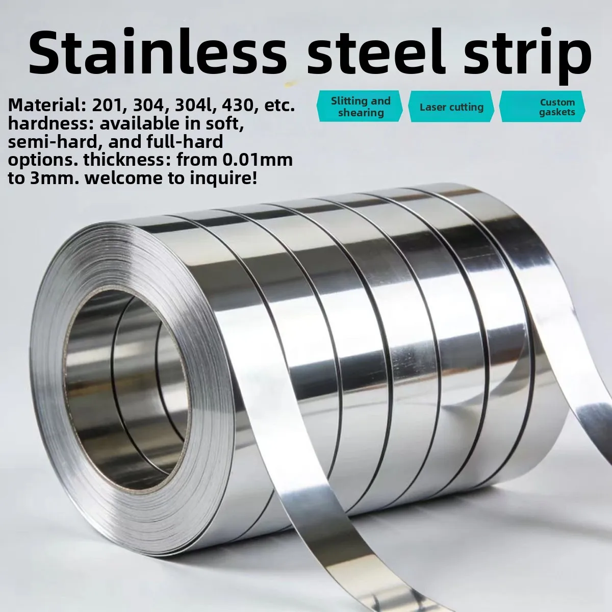 304 & 316 Stainless Steel Strip, Thin Sheet & Foil Metal Shim Plate, Thickness 0.05/0.1/0.2/0.3/0.4mm