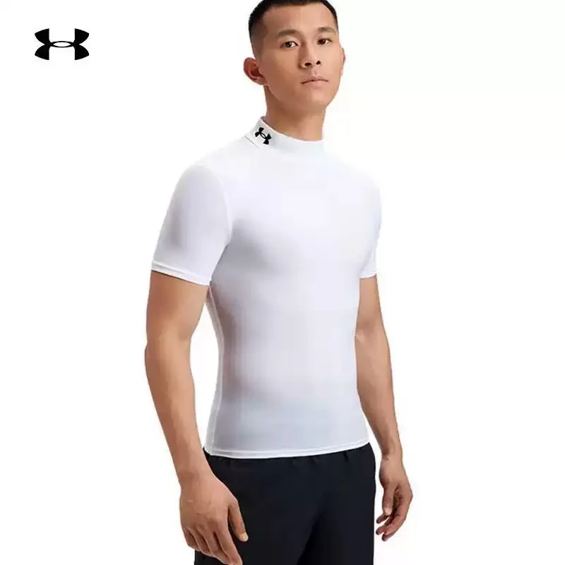 Under Armour Men Mock Neck Compression Short Sleeve 4-Way Stretch Sweat Wicking Athletic Base Layer T Shirt 1390098-100
