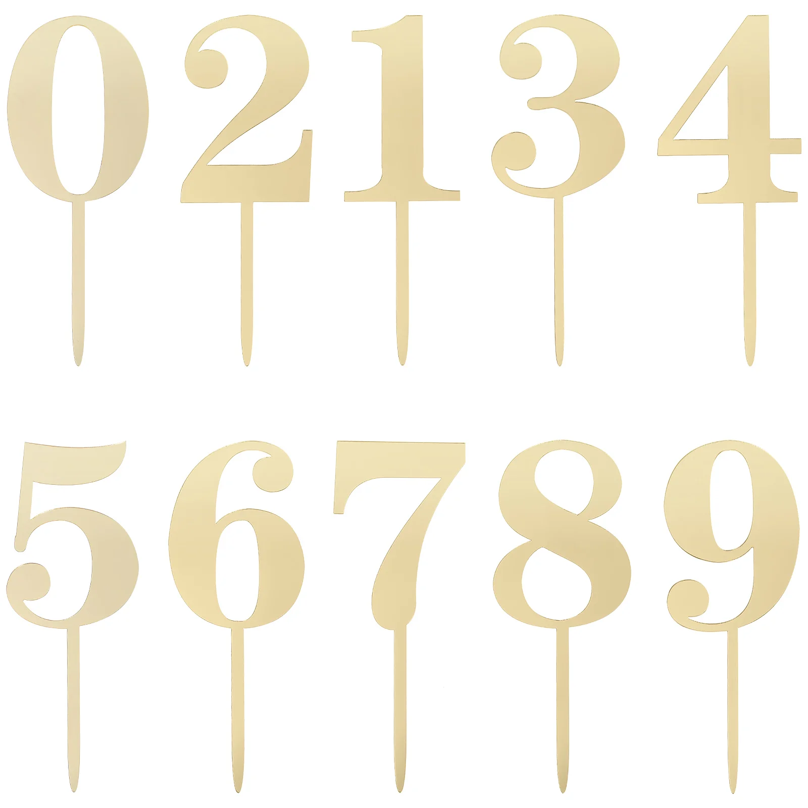 

20 Pcs Gold Acrylic Number Topper 0 9 Party Decor Elegant Birthday Cake Accessories Versatile Cake Decorations