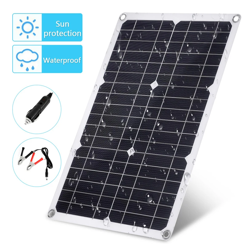 Banco de energia portátil do painel solar Kit Painel solar Placa solar para casa, Camping, RV, carro, carregador de bateria rápido, controlador 12V, 500W, 1000W