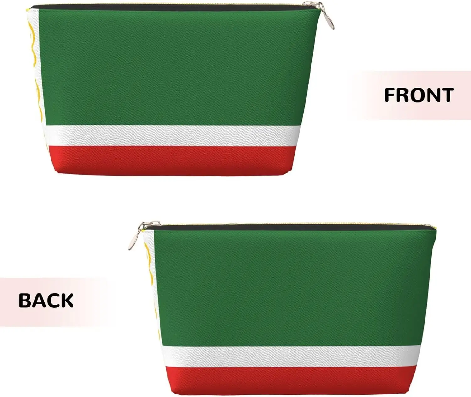 Flag of the Chechen Republic Leather Travel Toiletry Bag - Reusable Cosmetic Makeup Accessories Organizer Zipper Pouch for Daily