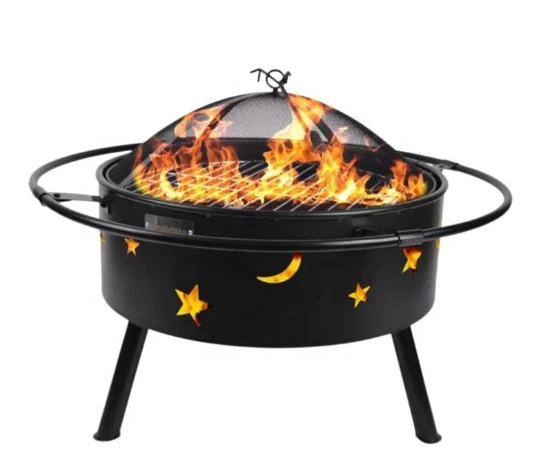 2-in-1 Stars And Moons Portable Fire Pit Charcoal Furnace Bonfire Party