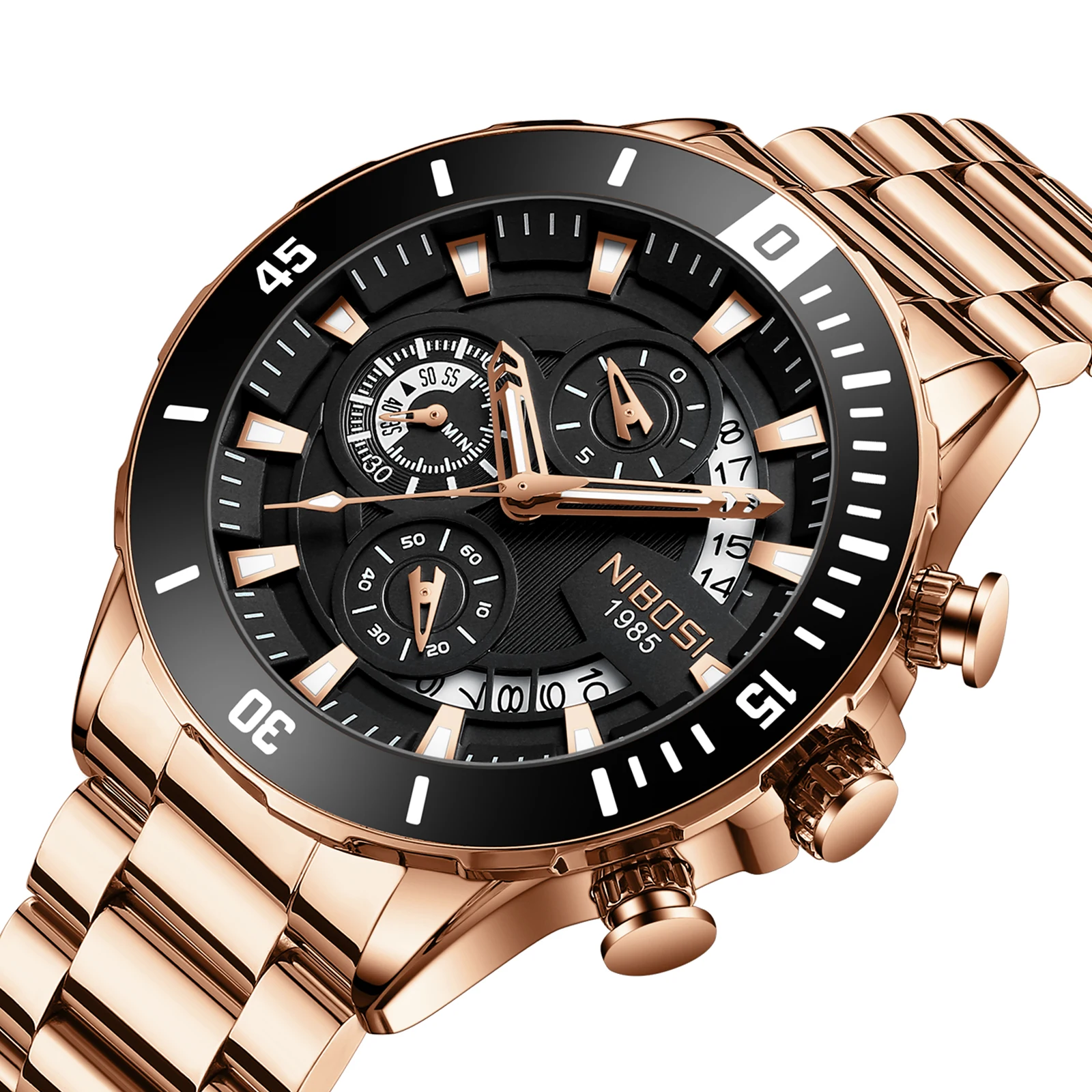NIBOSI New Men's Watches Top Brand Luxury Watch for Men Waterproof Stainless Steel Chronograph Luminous Auto Date Reloj Hombre view 4