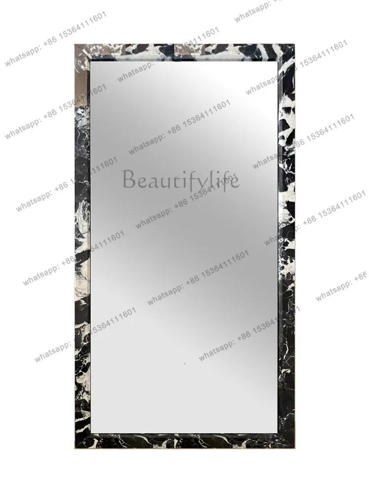 Black marble full-length mirror clothing store American floor-to-ceiling mirror light luxury customization