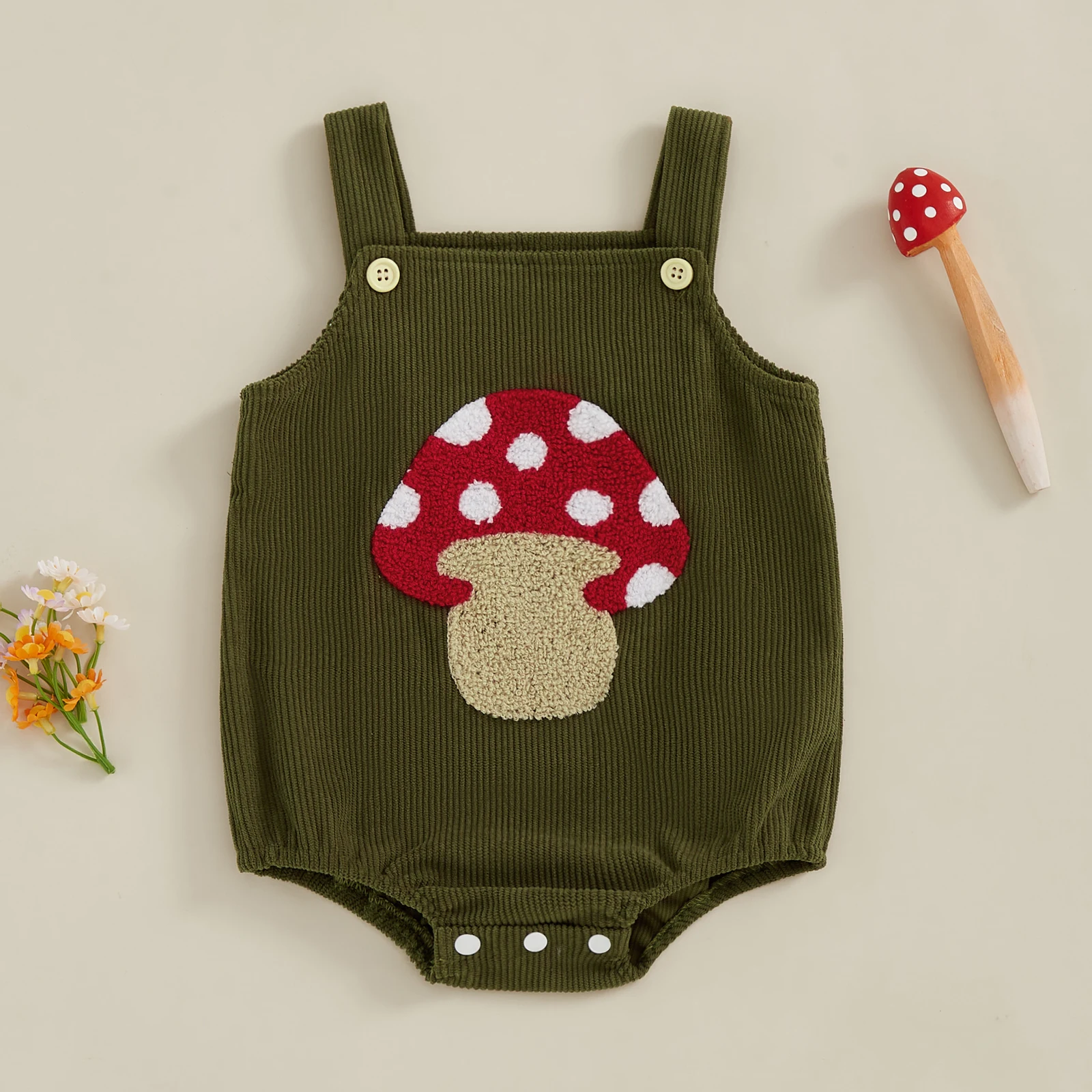 かわいいベビーコーデュロイロンパースノースリーブ刺繍てんとう - Embroidery Lady Bug のレビューと価格