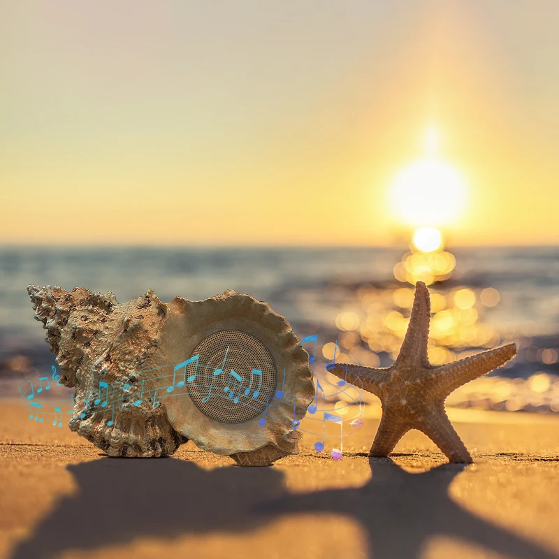 Nautical Conch Shell Speaker Bluetooth Wireless, high definition stereo Ocean theme Decoration Beach house Office Bookshelf