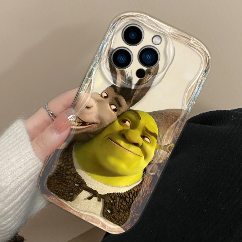 Cartoon Cute Shrek Cover For Apple iPhone 15 14 13 12 11 Pro X XR XS Max Plus 8 7 Plus SE Wave Oil Phone Case