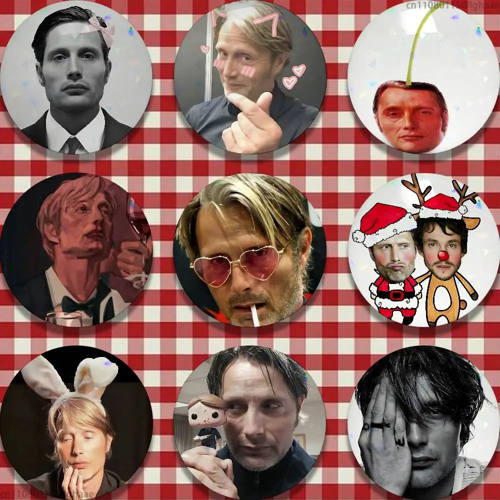 

Funny Mads Mikkelsen Hannibal Tinplate Enamel Pins Creativity Printed Pictures Text Metal Lapel Badges Brooches