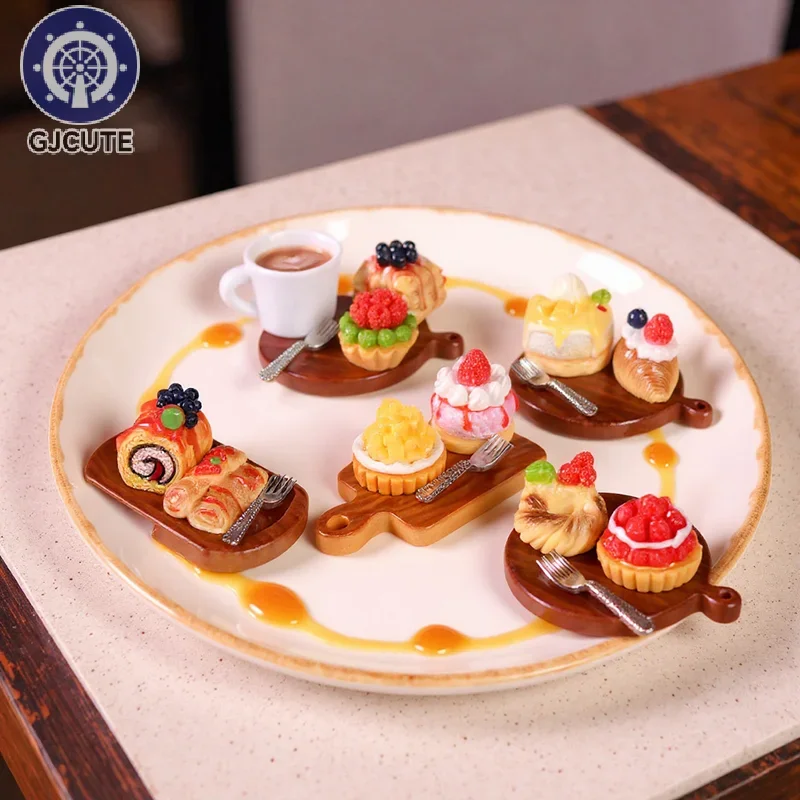 2 قطعة/المجموعة دمية كعكة صغيرة الحلوى نموذج دمية صغيرة المطبخ الديكور دمى اكسسوارات المنزل التظاهر اللعب اللعب