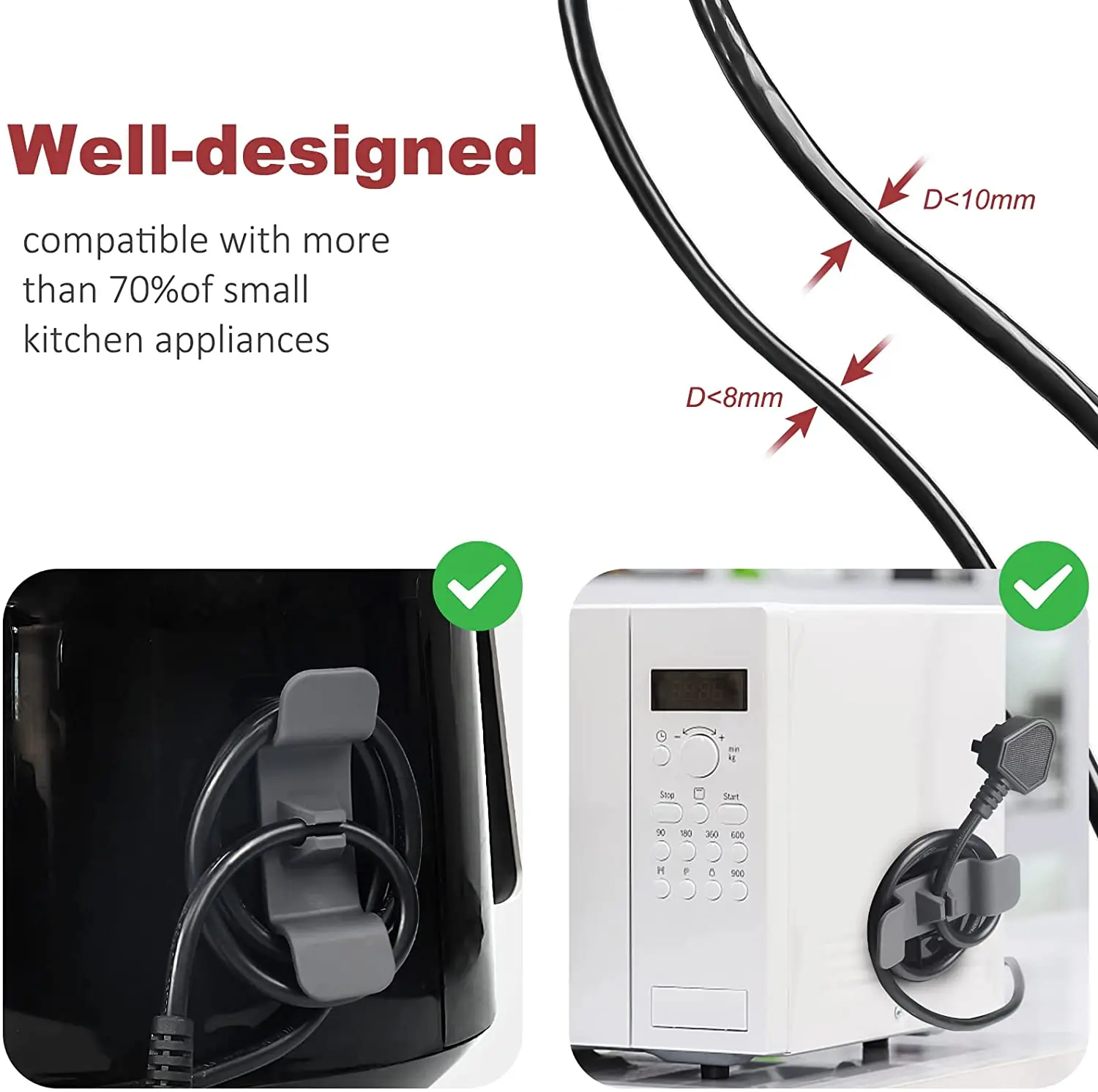 Organizador de Cables para cocina, soporte para Cables, organizador de Cables, almacenamiento para electrodomésticos, mezclador, licuadora, cafetera, freidora de aire