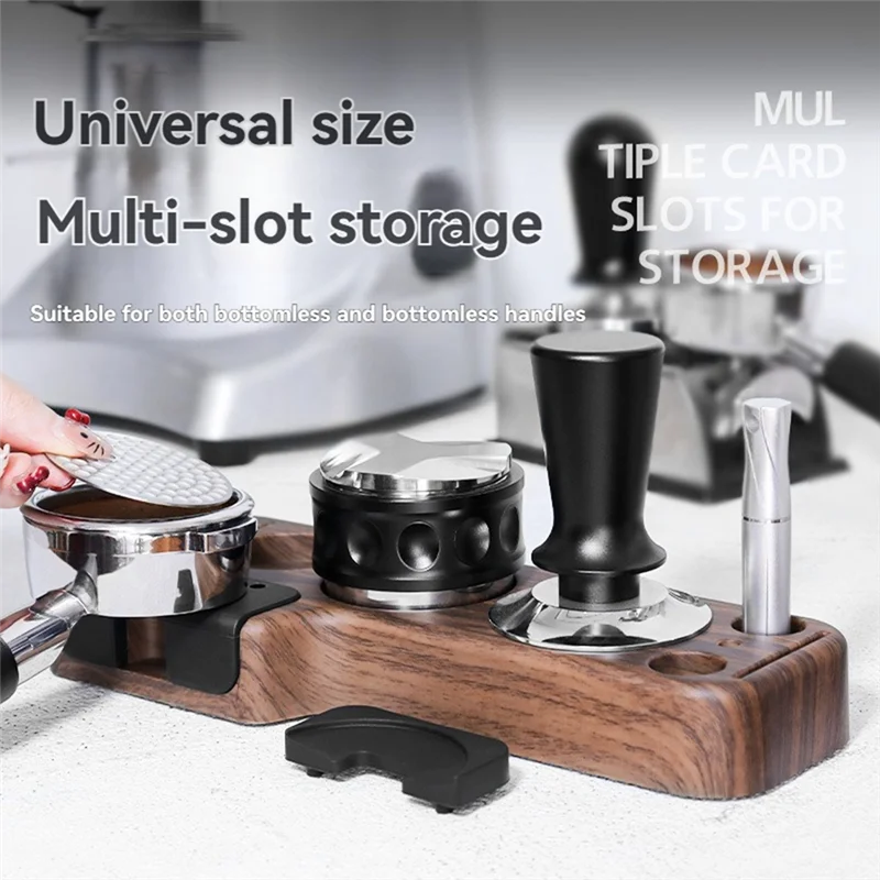 A005-유니버설 커피 포타필터 스탠드 베이스 에스프레소 탬핑 스테이션 우든 홀더 51/53/54/58mm용