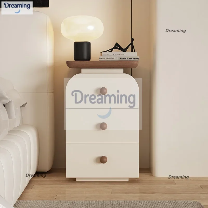 

Small solid wood bedside table household bedroom 2025 new ultra-narrow medieval cream style modern simple storage cabinet
