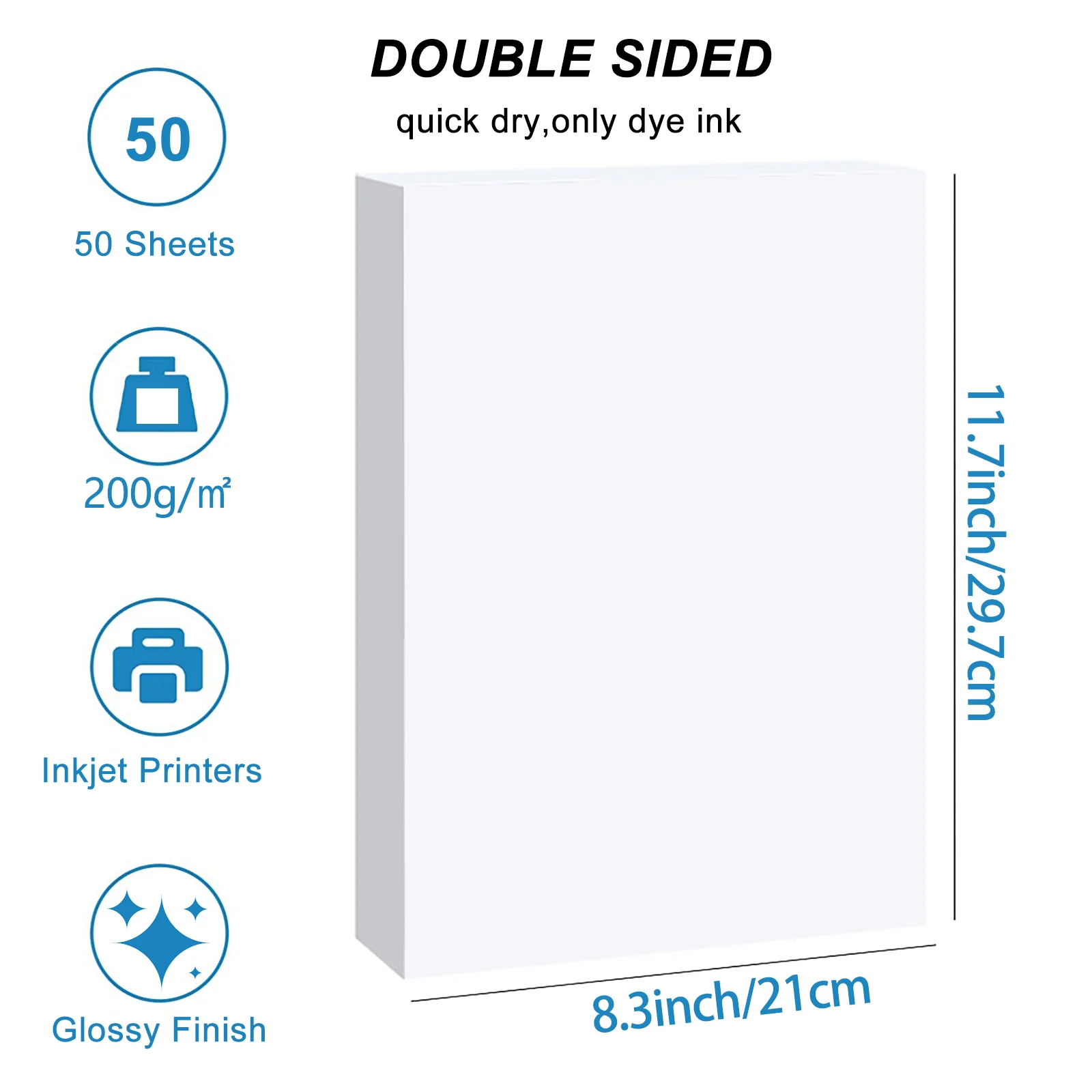 HUSPER A4 dubbelzijdig glanzend fotopapier 50 vellen 120/140/160/180/200/240/260/300 gsm voor inkjetprinter Glanzend printpapier