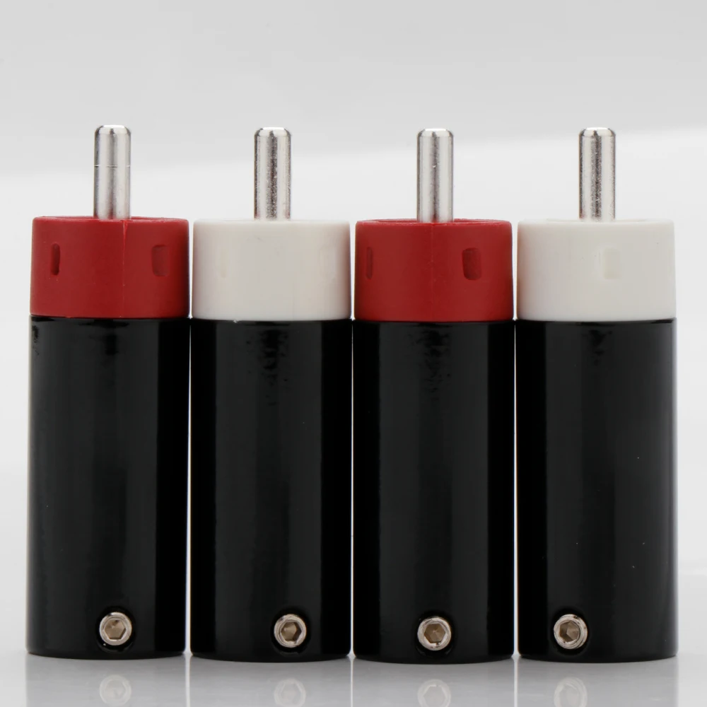 Preffair 4 Stück RCA-Stecker, versilbert, Tellur-Kupfer, RCA-Stecker, fünfzackige Sternform, Signalanschlüsse, Stecker, Verlängerungsadapter, DIY-Kabel 3