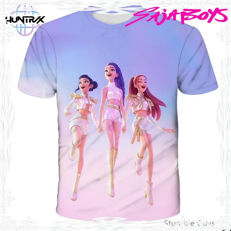 

Kids Kpop Demon Hunters 3D Cartton Short Sleeve Summer Casual Fashion Boys Girls T-Shirt Anime Clothes