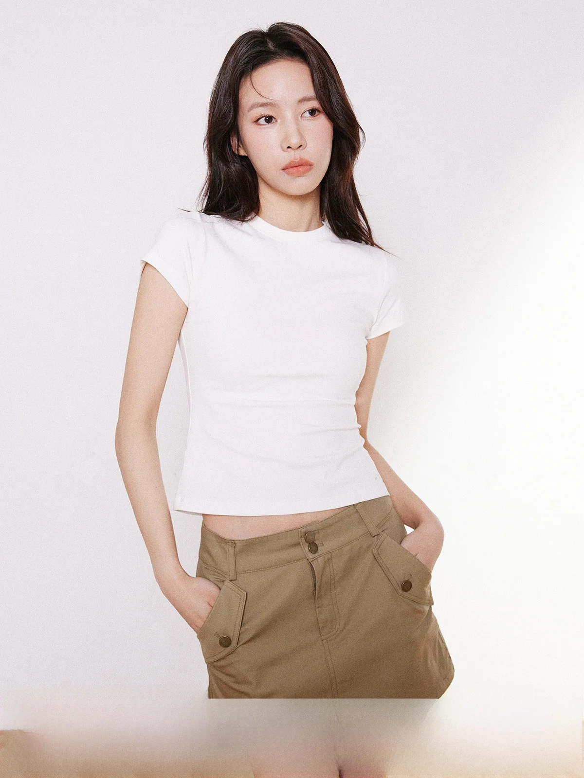 

INRM Летняя футболка из чистого хлопка белого цвета Slim Fit ort Sve Базовая универсальная футболка Sli Топ круглый Ne Обычная длина Хлопок 00%