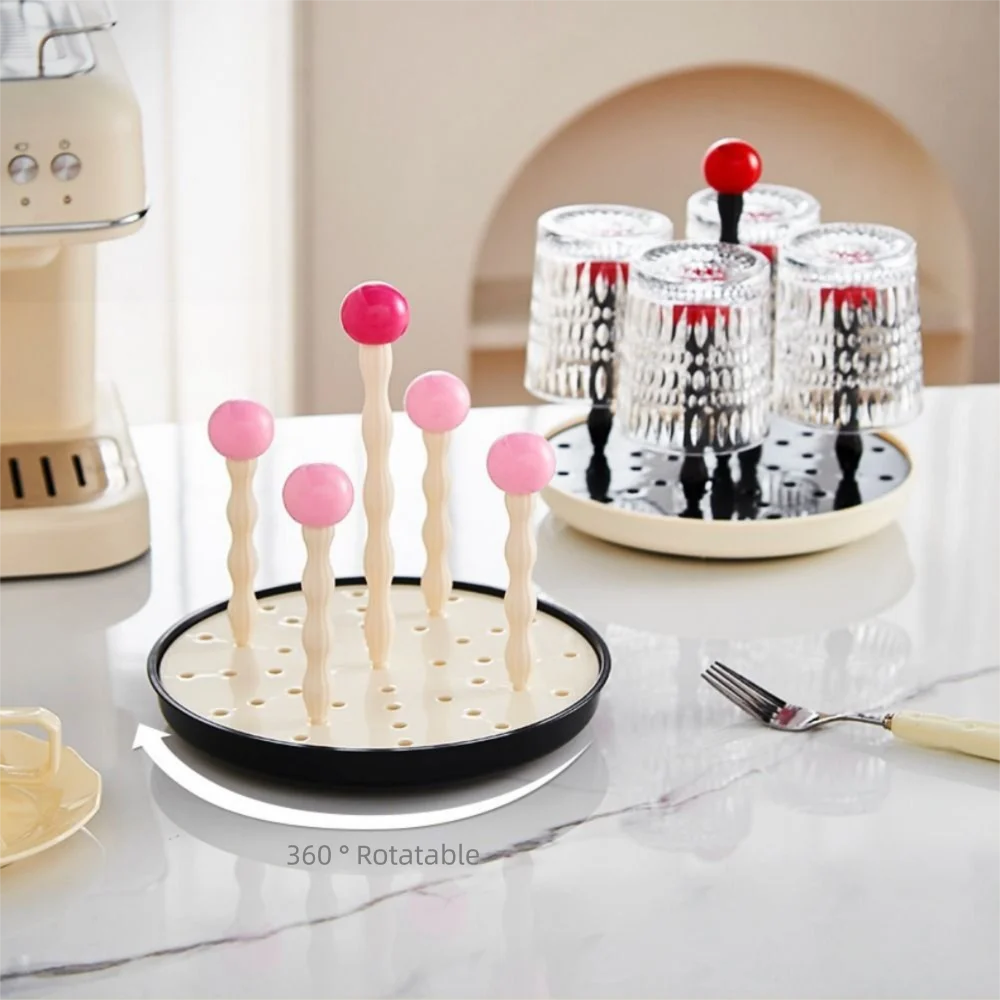 

Creative Rotating Drying Rack Detachable Center Handle Rotatable Cup Holder Rotatable Bottom Plastic Cup Storage Holder
